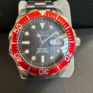 Invicta Silver and Red Accent Watch